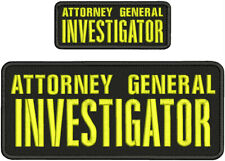 Attorney General  INVESTIGATOR embroidery patch 4x10 & 2x5 hook yellow picture