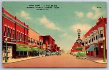 Rochelle Illinois~Main Street South~Bowling~Hub~Linen Postcard picture