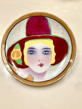 Noritake Rare Art Deco Lady Green Eye Plate M Stamp Japan Woman Face Vtg 6.5” picture