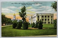 Postcard WY Cheyenne Vista Of The Supreme Court Building And State Capitol A22 picture
