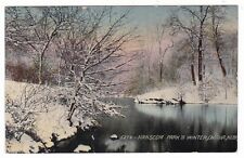 1916 OMAHA NEBRASKA SNOWY HANSCOM PARK WINTER VINTAGE POSTCARD NE NORTH BEND OLD picture