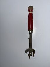 Vintage EKCO A&J Tempered Steel Can & Bottle Opener W/ Red Wooden Handle USA picture
