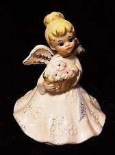 VINTAGE NORCREST Japan May Angel w/ Basket of Flowers F15 Iridescent Dress picture