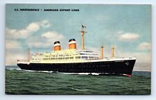 SS INDEPENDENCE American Export Lines Linen Ship Postcard c.1951 picture
