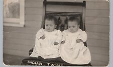 BABY INDIAN TWINS white river sd real photo postcard rppc native american tribe picture