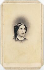 Pretty Lady Looking Up Curled Hair Fremont, Ohio 1860s CDV Carte de Visite X788 picture