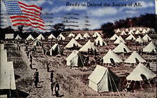 WWI Army camp tents patriotic ~ 1918 Pvt LL SIMMONS Camp Upton NY to ONEONTA picture