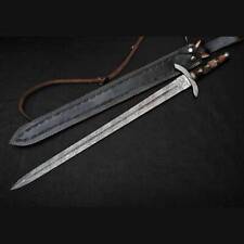 Hand Forged Damascus Carbon Steel Viking Sword Sharp Battle Ready Medieval Sword picture