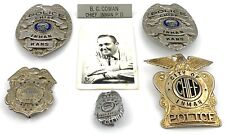 Vintage Obsolete Police Chief City Marshal Badge Lot Inman Kansas Bob Cowan picture