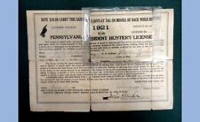 1921 antique PENNSYLVANIA RESIDENT HUNTER'S LICENSE paper hunting picture