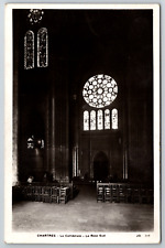 c1950s Chartres Cathedral La Rose Sud France Interior Vintage Postcard picture