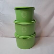 3 Tupperware Vintage Green Apple Servalier Canisters 4.5