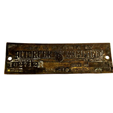 c1910s Peoria, IL Altorfer Bros Co. Electric Washing Machine Brass Name Plate 6H picture