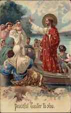 Easter Christianity Christ with Disciples c1910 Gel Vintage Postcard picture