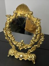 Vintage French Gilt Plated Vanity Swivel Mirror Table Mirror Standing Mirror picture