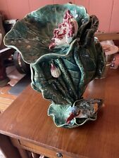 Stunning Vintage Sculptural Chinese Shiwan Pottery Vase Bird In Lotus Patch picture