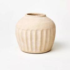Short Carved Ceramic Vase ,6.75 Inches (H) x 7.75 Inches (W),Terracotta,Made fro picture