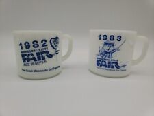 RARE VINTAGE 1982 - '83 MINNESOTA STATE FAIR COFFEE MUGS - MILK GLASS picture