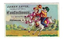 c1890's Victorian Trade Card James Levie, Confectioner, Children Riding Horses picture