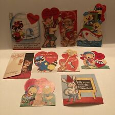 Vintage Lot of 10 Animal Valentine Cards - 1940’s-60’s picture