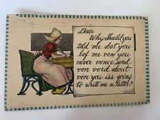 Postcard Antique Sarcastic Humor 1913 USA ven you iss going to write me a letter picture