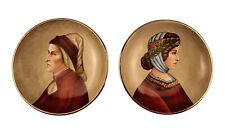 Dante Alighieri Beatrice Portinari Hand Painted Vintage Plates Set Of 2 Italy picture