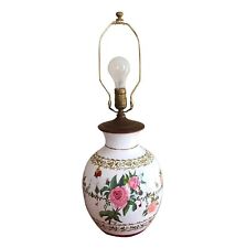 Ceramic Table Lamp 3 Way Bulb Painted Flowers Roses Artist Signed VTG Italy 24”H picture