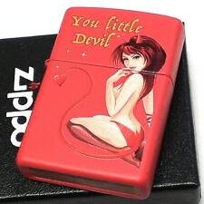 Zippo Little Devil Girl Sexy Lady Matte Red Brass Oil Lighter Japan New picture