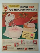 1952 GE Triple Whip Mixer Christmas / Greyhound Winter Travel Vintage Print Ad picture