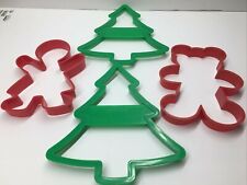 4 Jumbo Giant Big Cookie Cutters 2 Christmas Trees 1 Gingerbread Man and 1 Bear picture