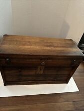 Vintage Sipco Oak Wooden Machinist Tool Box Chest W/ 9 Drawers, Rare Drill Index picture