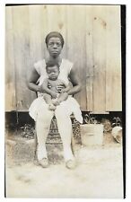 Great Portrait of Black African American Mother With Child, Antique RPPC Postcar picture