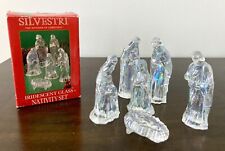 Vintage Silvestri Nativity Set Iridescent Glass Christmas Original Box 4