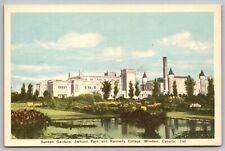 Windsor Canada Jackson Park & Kennedy College Sunken Gardens WB Postcard picture
