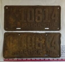 Vintage 1936 Nebraska Original Metal License Plates Set 110614 picture