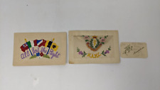 Vintage Antique WWI Silk Embroidered Post Card Lot RAMC Allies Flag picture