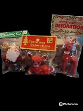 Lot Of 3 Vintage Flocked Christmas Ornaments New In Package picture
