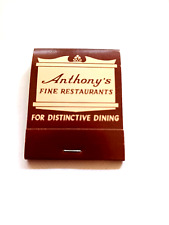 Vintage Massachusetts Matchbook Anthony’s Fine Restaurants Boston, MA Unstruck picture