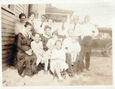 4.25x2.5 Family Posed Outside Young Kids Generational Photos Vintage Photographs picture