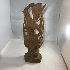 1950s to 1960s carved teak wood Thai or Burmese (Myanmar today) temple goddess picture