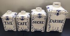 Jay Willfred/Andrea Sadek Blue French Country Farmhouse 4pc Canister Set w/Lids picture