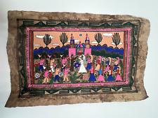 Vintage Mexican Folk Art Amate Bark Wedding Painting Bright Colors  16