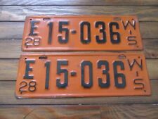 1928 Wisconsin passenger license plate pair picture