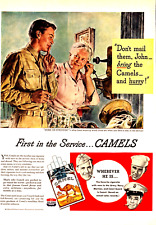 1944 Camel Cigarettes Vintage Print Ad World War 11 Era Buy War Bond Furlough picture