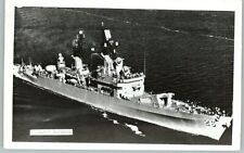 RPPC US Navy military ship ~ USS BELKNAP DLG-26 WWII real photo postcard picture