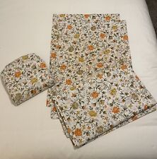 VTG 70s JCPenny Percale JULIET FULL Sized Sheet Set Orange Floral MCM picture