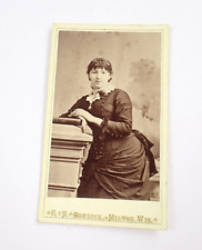 VTG E.H. Burdick Milton WI Real Photo Lady with Spirit Book Victorian Trade Card picture
