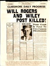 LG34 1935 Wire Photo CLAREMORE DAILY PROGRESS MOURN DEATH WILL ROGERS WILEY POST picture