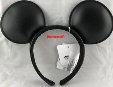 Disney  Mickey Mouse Ears Headband Solid Black Leather Vinyl Signature NEW USA picture