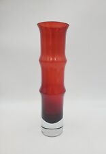Vintage Aseda Swedish Ruby Red Glass Bamboo 9.75